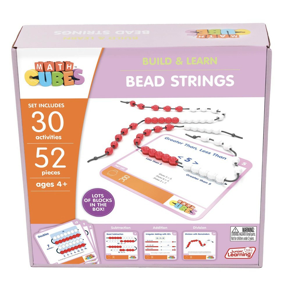 Math Toys | Junior Learning Mathcubes Bead Strings – 30 Activity Math Learning Set Math Toys Math Toys