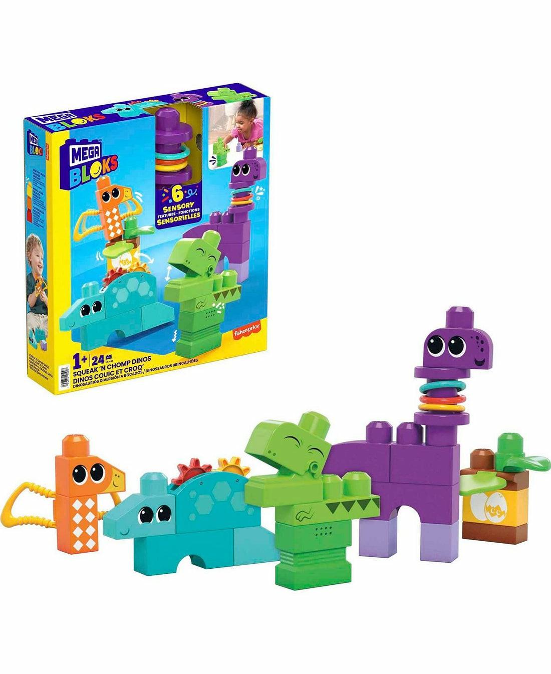 Mega Bloks | Fisher-Price Mega Bloks – Sensory Dinosaur Building Blocks Set – Colorful Building Blocks & Sets Mega Bloks