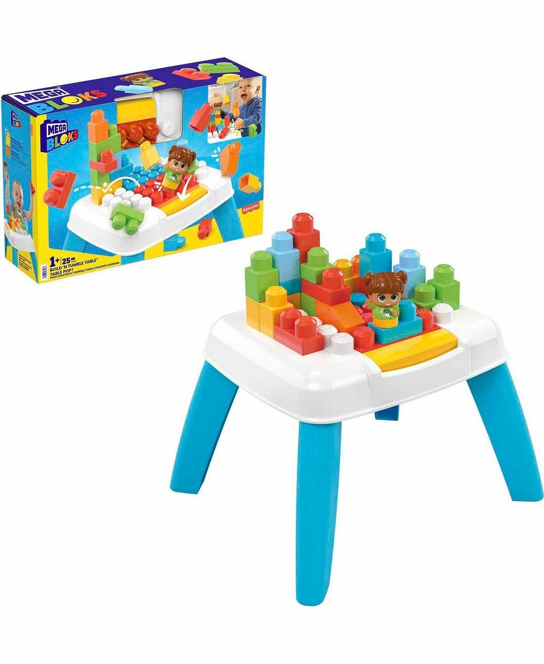 Mega Bloks | Mega Bloks 25-Piece Build ‘N Tumble Table With Interactive Features Building Blocks & Sets Mega Bloks