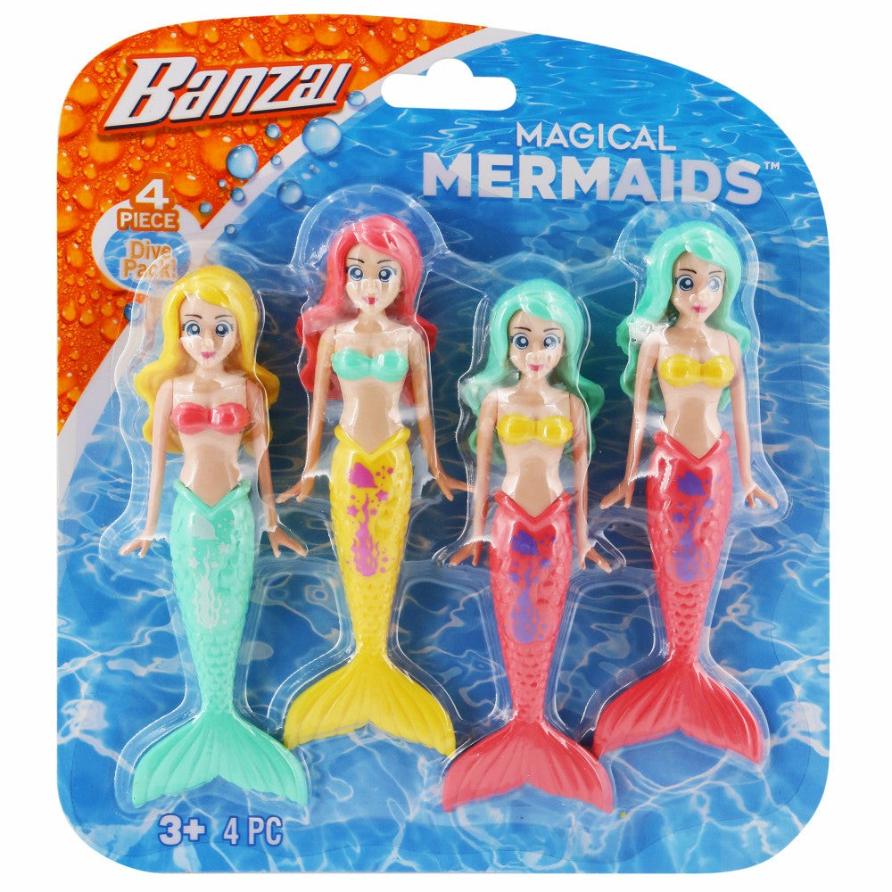 Miniature & Collectible Dolls | Banzai Mermaid Dive Set – 4 Piece Water Pool Toy Collection Dolls & Stuffed Animals Miniature & Collectible Dolls