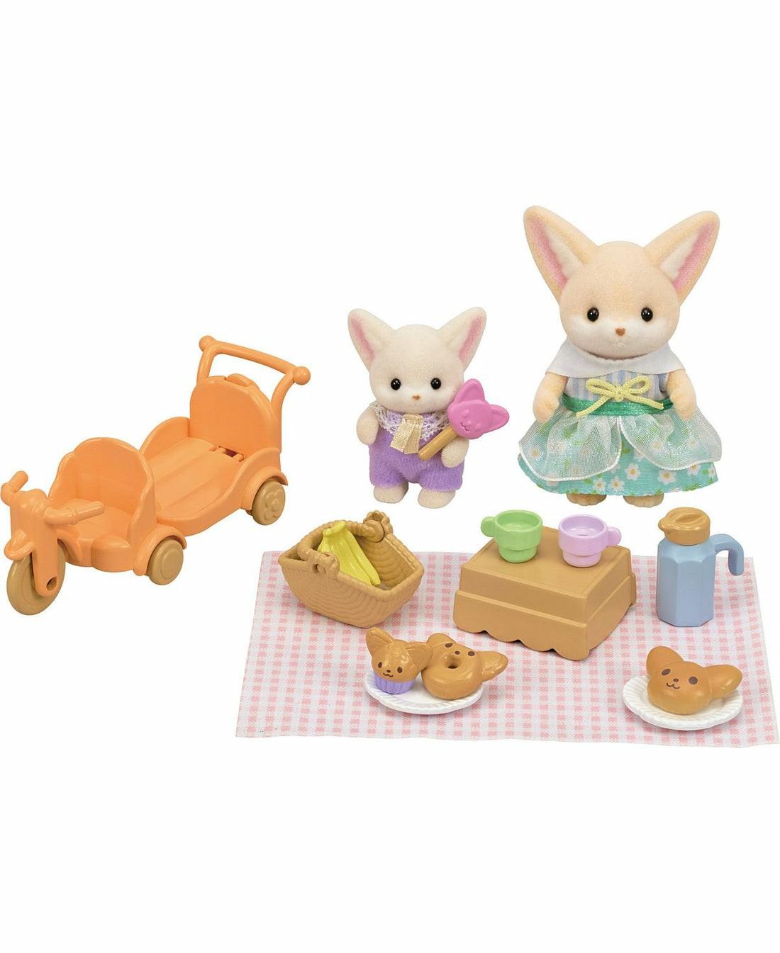 Miniature & Collectible Dolls | Calico Critters Sunny Picnic Set With Fennec Fox Figures And Accessories Dolls & Stuffed Animals Miniature & Collectible Dolls