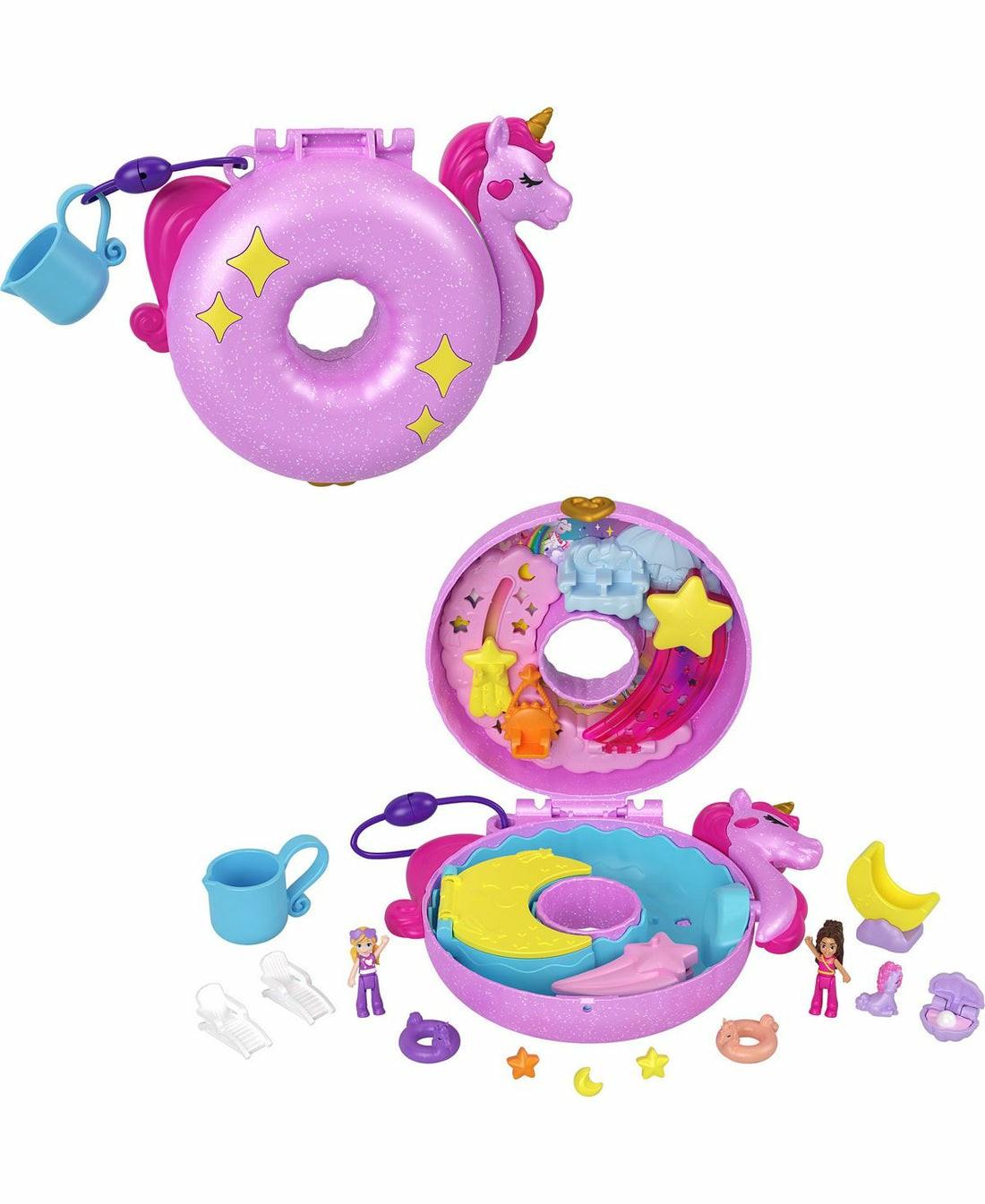 Miniature & Collectible Dolls | Polly Pocket Sparkle Cove Adventure Unicorn Floatie Compact With Micro Dolls Dolls & Stuffed Animals Miniature & Collectible Dolls