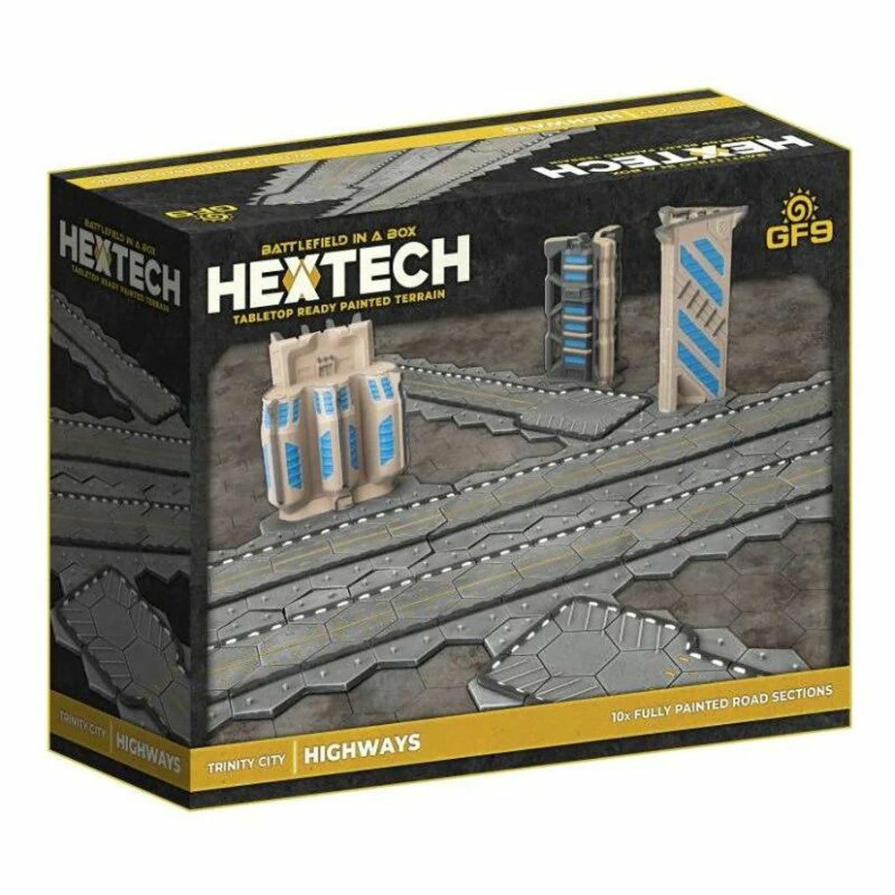 Miniature Figures & Games | Gf9 Hextech Trinity City Highways: 10 Pre-Painted Road Tiles Set Games & Puzzles Miniature Figures & Games