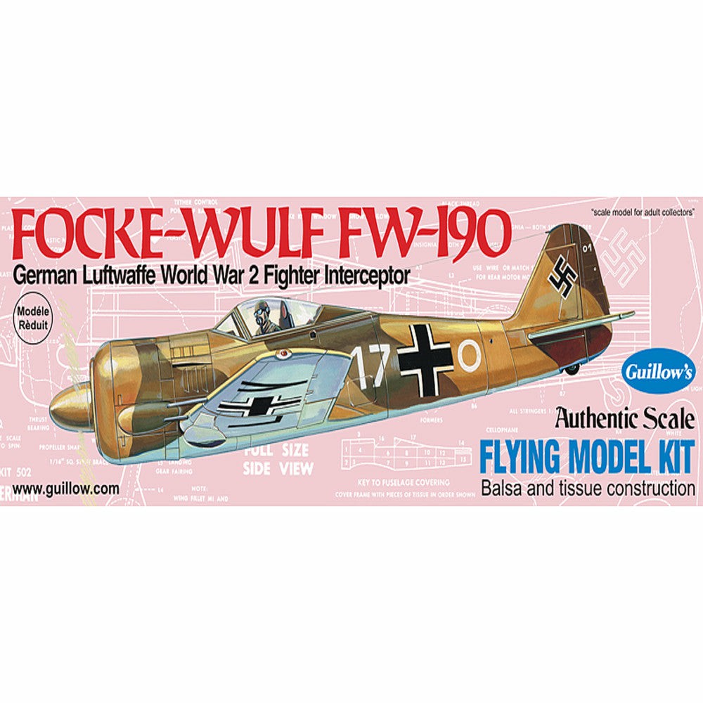 Model Kits | Guillow’s Focke-Wulf Fw-190 Scale Model Kit, 1/30Th Scale Building Blocks & Sets Model Kits