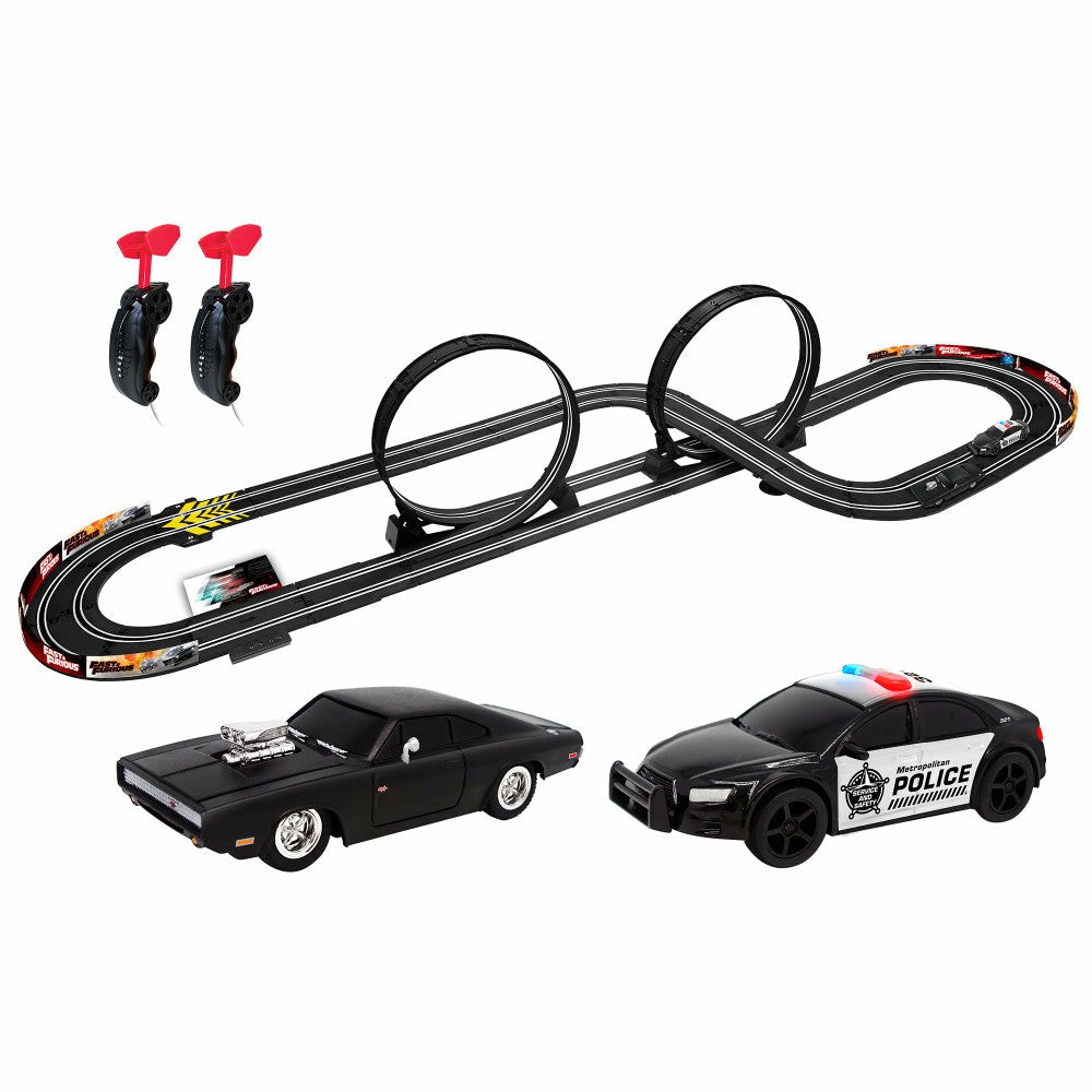 Playsets & Racetracks | Fast & Furious 1:43 Scale Stunt Raceway Slot Car Set With Dodge Charger And Police Car Playsets & Racetracks Playsets & Racetracks