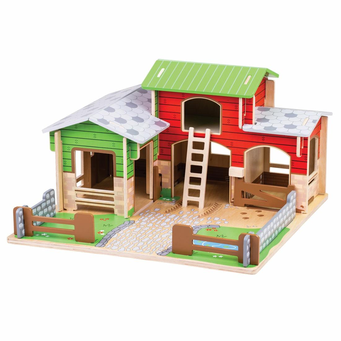 Playsets & Vehicles | Bigjigs Toys Cobblestone Farm Playset – Interactive Wooden Farm Action Figures & Playsets Playsets & Vehicles