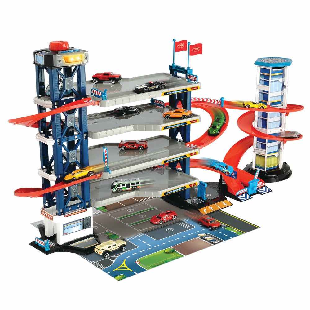 Playsets & Vehicles | Dickie Toys Deluxe Parking Garage Playset – Includes Die-Cast Vehicles & Helicopter Action Figures & Playsets Playsets & Vehicles