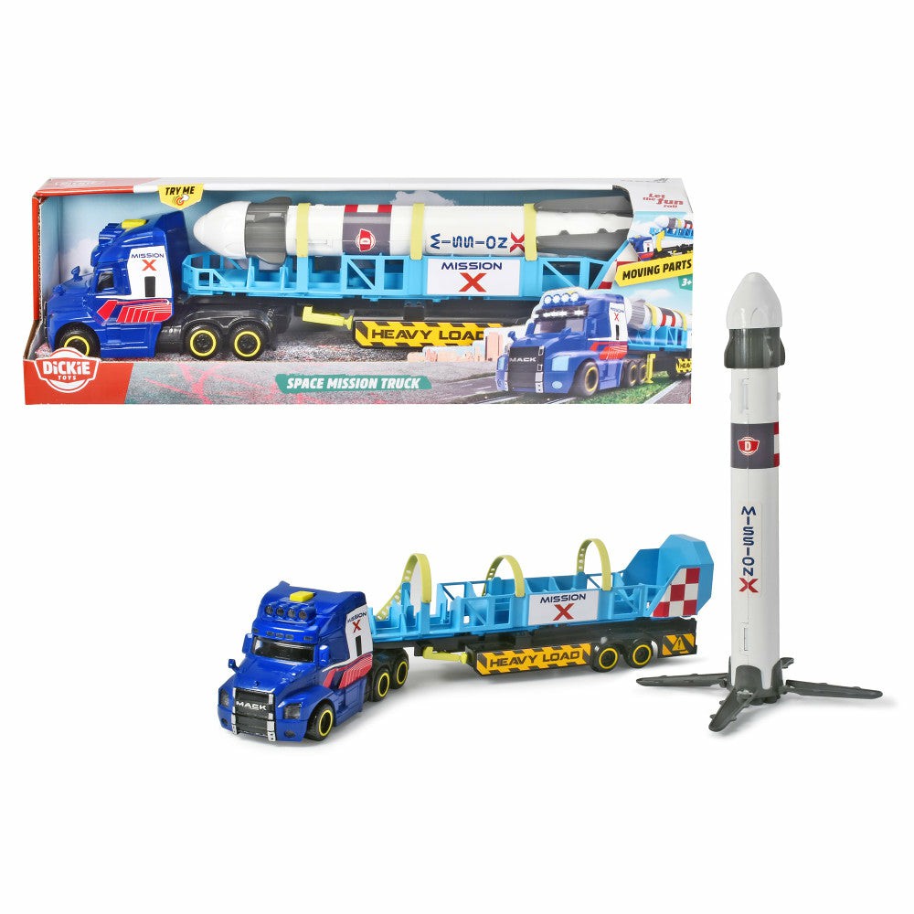 Playsets & Vehicles | Dickie Toys Mack Truck With Detachable Trailer And 12″ Rocket Action Figures & Playsets Playsets & Vehicles