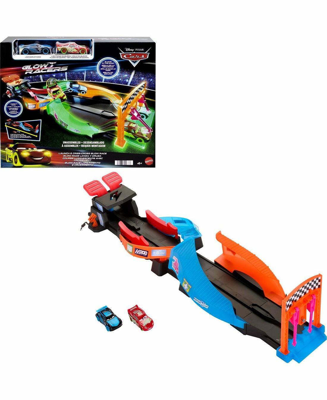 Playsets & Vehicles | Disney Pixar Cars Glow Racers Criss-Cross Playset With Lightning Mcqueen & Jackson Storm Action Figures & Playsets Playsets & Vehicles