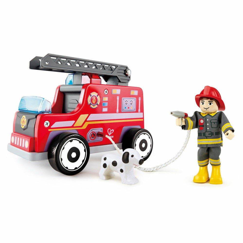 Playsets & Vehicles | Hape Wooden Fire Truck Playset With Action Figures – Red Action Figures & Playsets Playsets & Vehicles