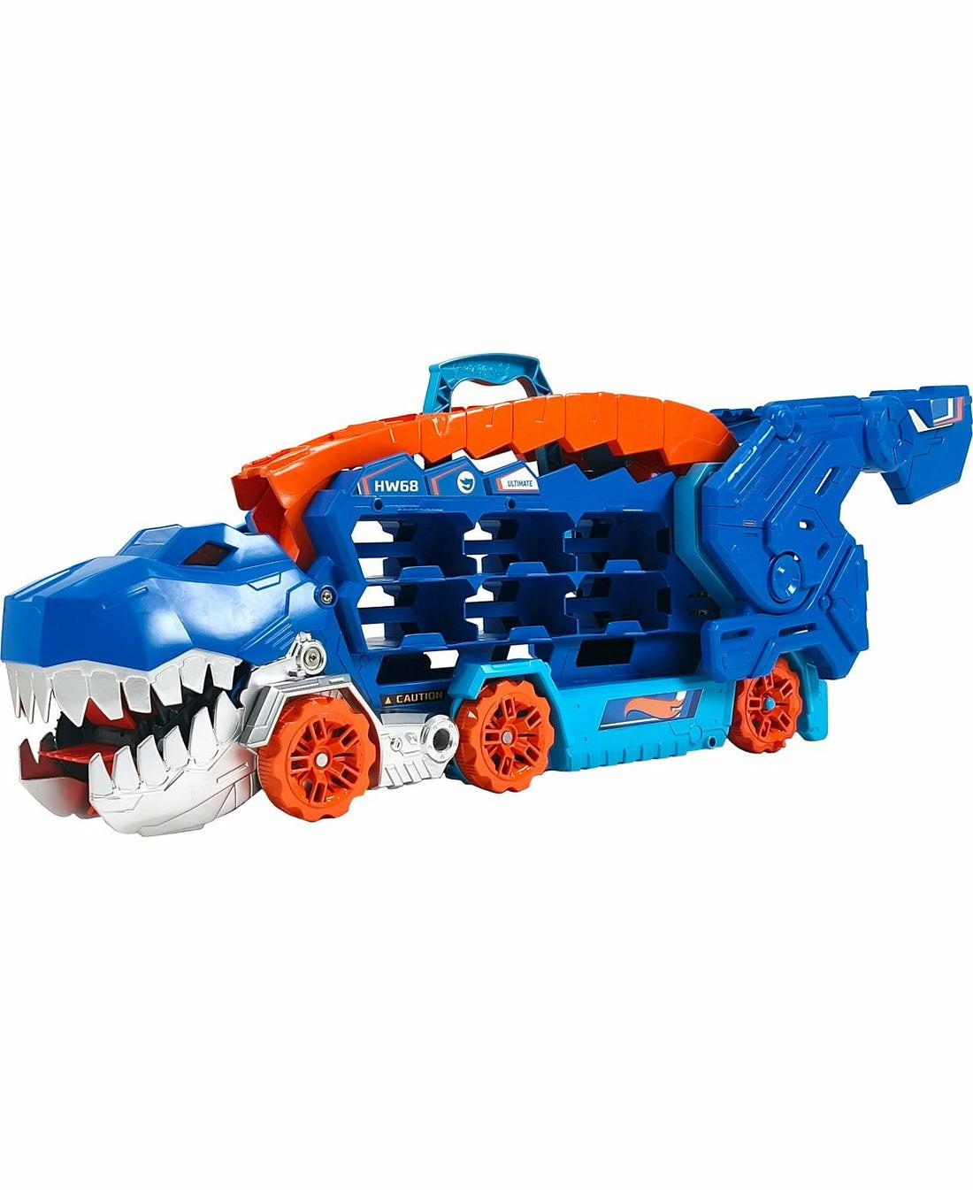 Playsets & Vehicles | Hot Wheels City Ultimate Hauler – Transforming T-Rex With Dual Race Track, Stores Over 20 Cars Action Figures & Playsets Playsets & Vehicles