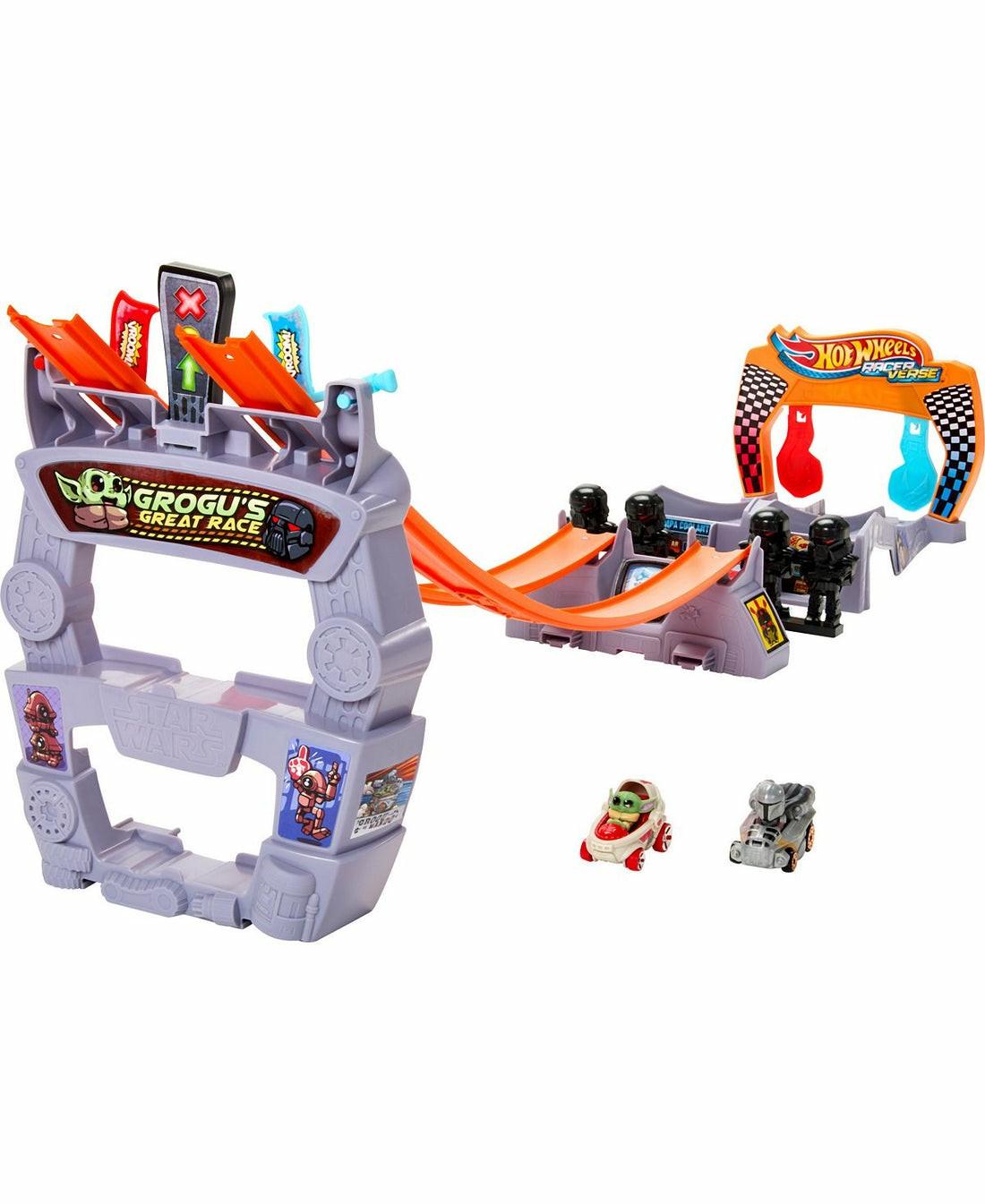 Playsets & Vehicles | Hot Wheels Racerverse Star Wars Track Set With Grogu And Mandalorian Racers Action Figures & Playsets Playsets & Vehicles