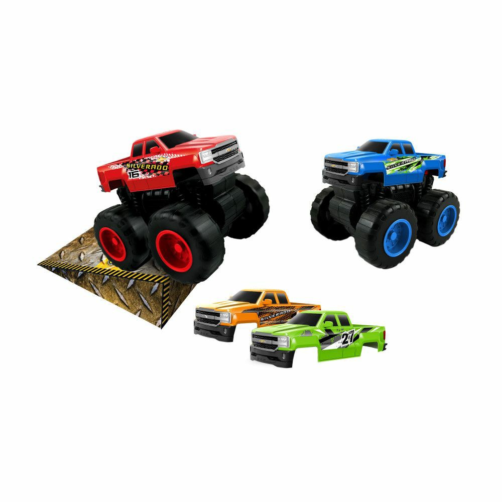 Playsets & Vehicles | Jam’N Products Chevy Silverado 1500 Friction-Powered Monster Truck Set Action Figures & Playsets Playsets & Vehicles