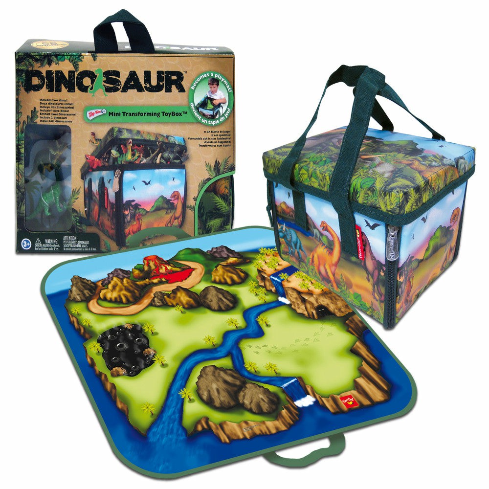 Playsets & Vehicles | Neat-Oh! Zipbin Dinosaur Mini Playset – Portable Storage And Play Mat Action Figures & Playsets Playsets & Vehicles