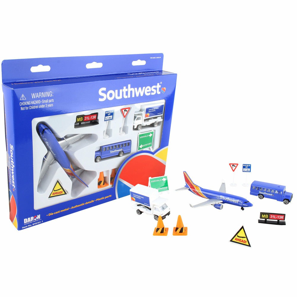 Playsets & Vehicles | Southwest Airlines 12-Piece Airport Play Set With Diecast Metal Jet Action Figures & Playsets Playsets & Vehicles