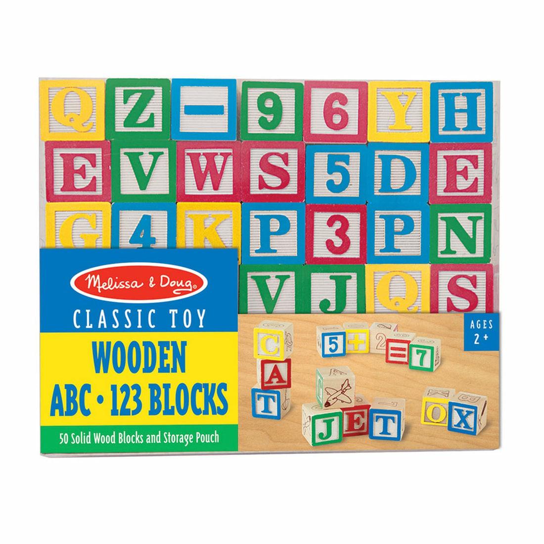 Preschool Building Sets & Blocks | Melissa & Doug Wooden Abc/123 Block Set – 50 Piece Educational Toy Building Blocks & Sets Preschool Building Sets & Blocks