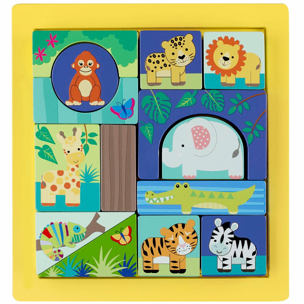 Preschool Building Sets & Blocks | Orange Tree Toys Jungle Animals Wooden Block Puzzle For Toddlers – Ages 1+ Building Blocks & Sets Preschool Building Sets & Blocks