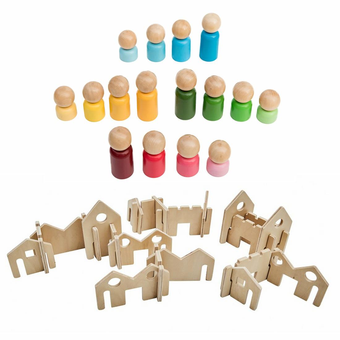 Preschool Building Sets & Blocks | The Freckled Frog Rainbow Families & Architect Wooden Blocks Playset Building Blocks & Sets Preschool Building Sets & Blocks