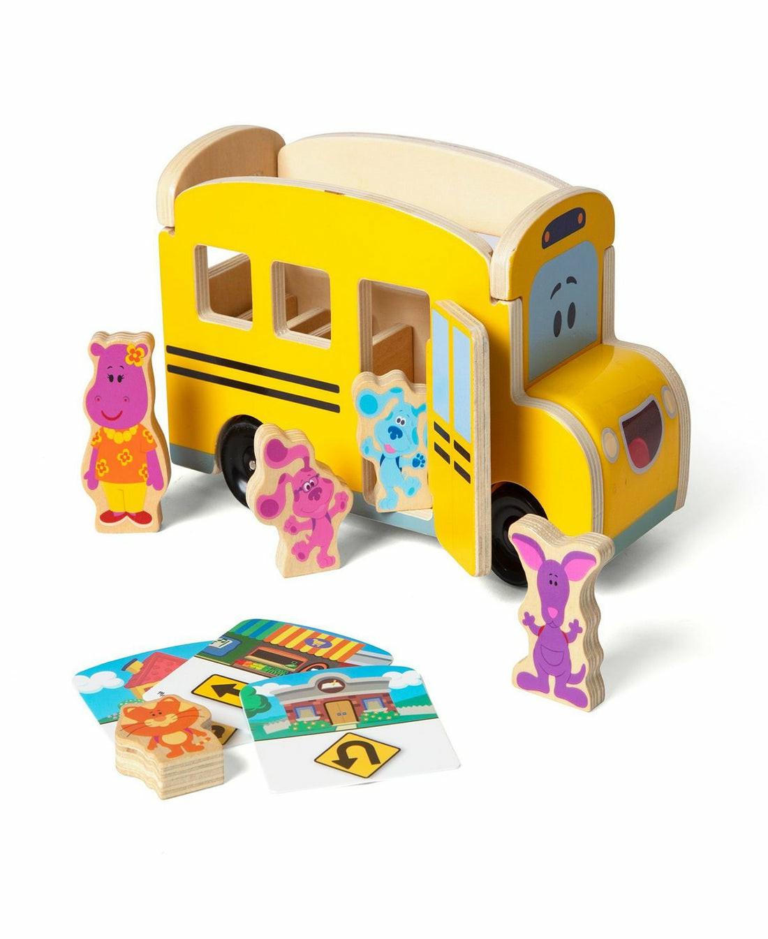 Preschool Education Toys & Activities | Melissa & Doug Blue’s Clues You Wooden Pull-Back School Bus – 9 Piece Set Preschool Education Toys & Activities Preschool Education Toys & Activities