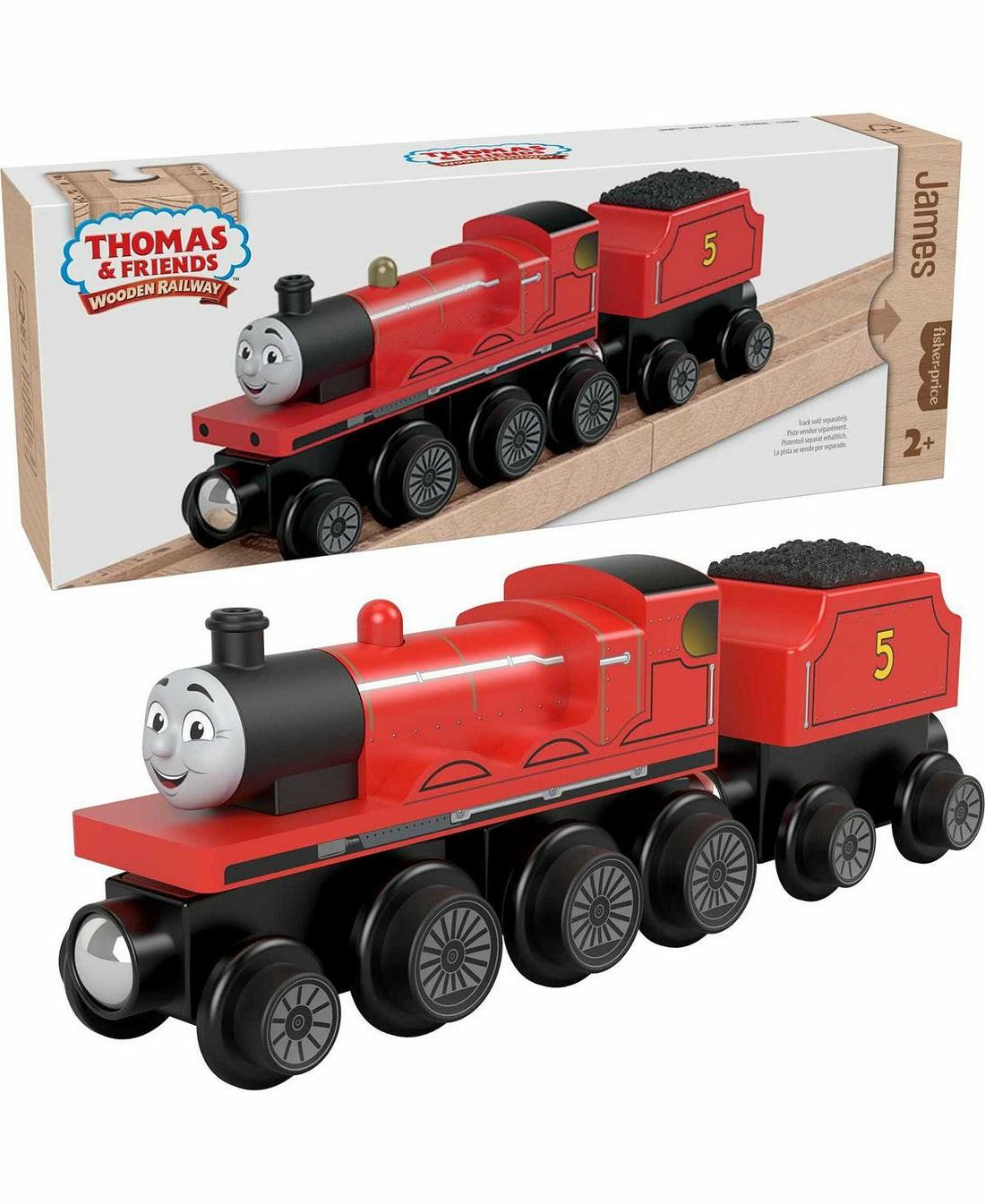 Preschool Vehicles | Fisher-Price Thomas & Friends Wooden Railway – James Engine With Coal-Car Preschool Toys & Activities Preschool Vehicles