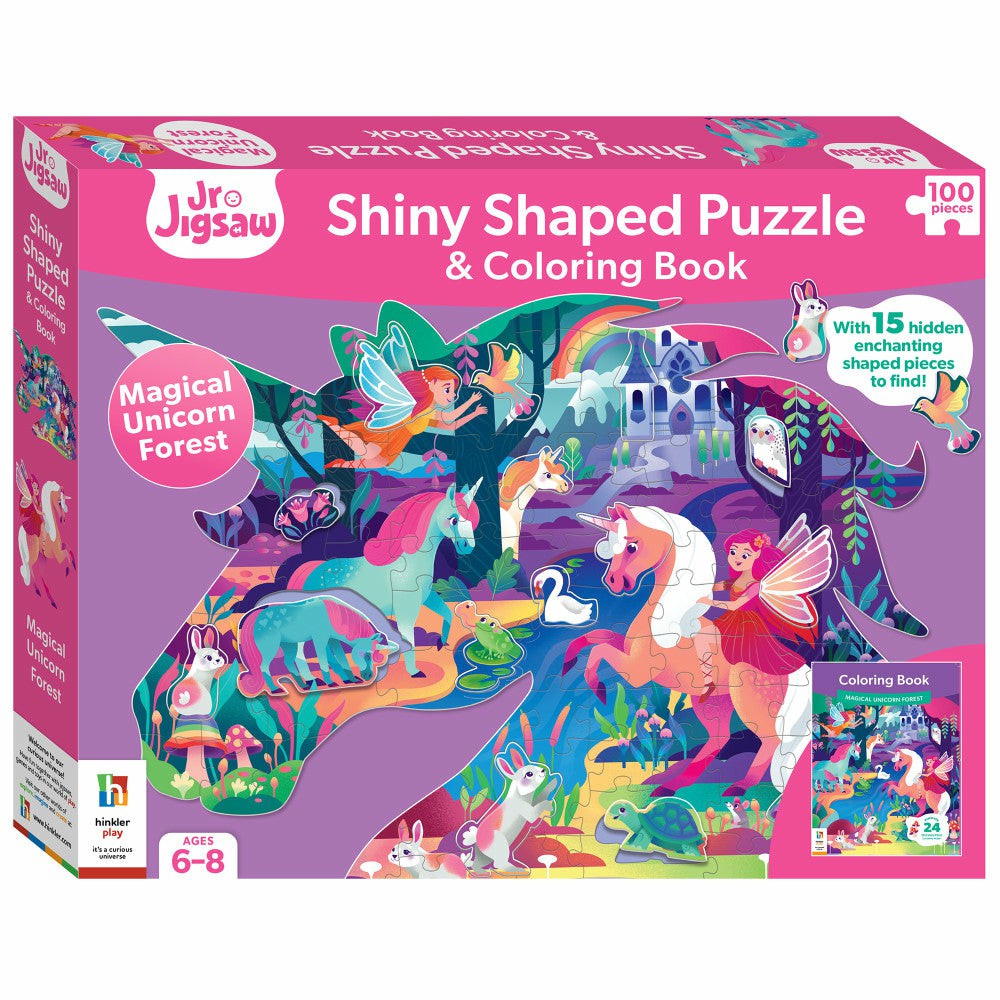 Puzzles | Jr Jigsaw Magical Unicorn Forest 100-Piece Puzzle & Coloring Book Games & Puzzles Puzzles