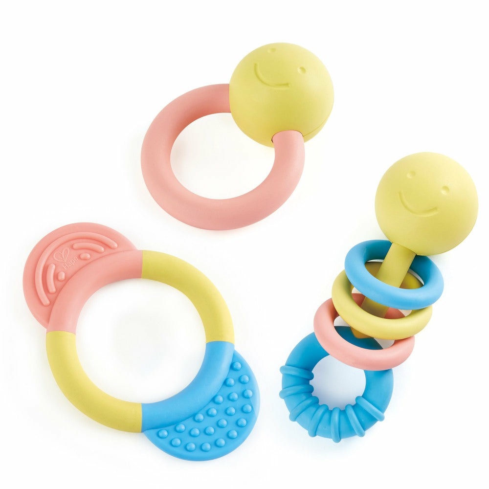 Rattlers & Teethers | Hape Rattle & Teether Collection – 3-Piece Soothing Set Baby & Toddler Toys Rattlers & Teethers