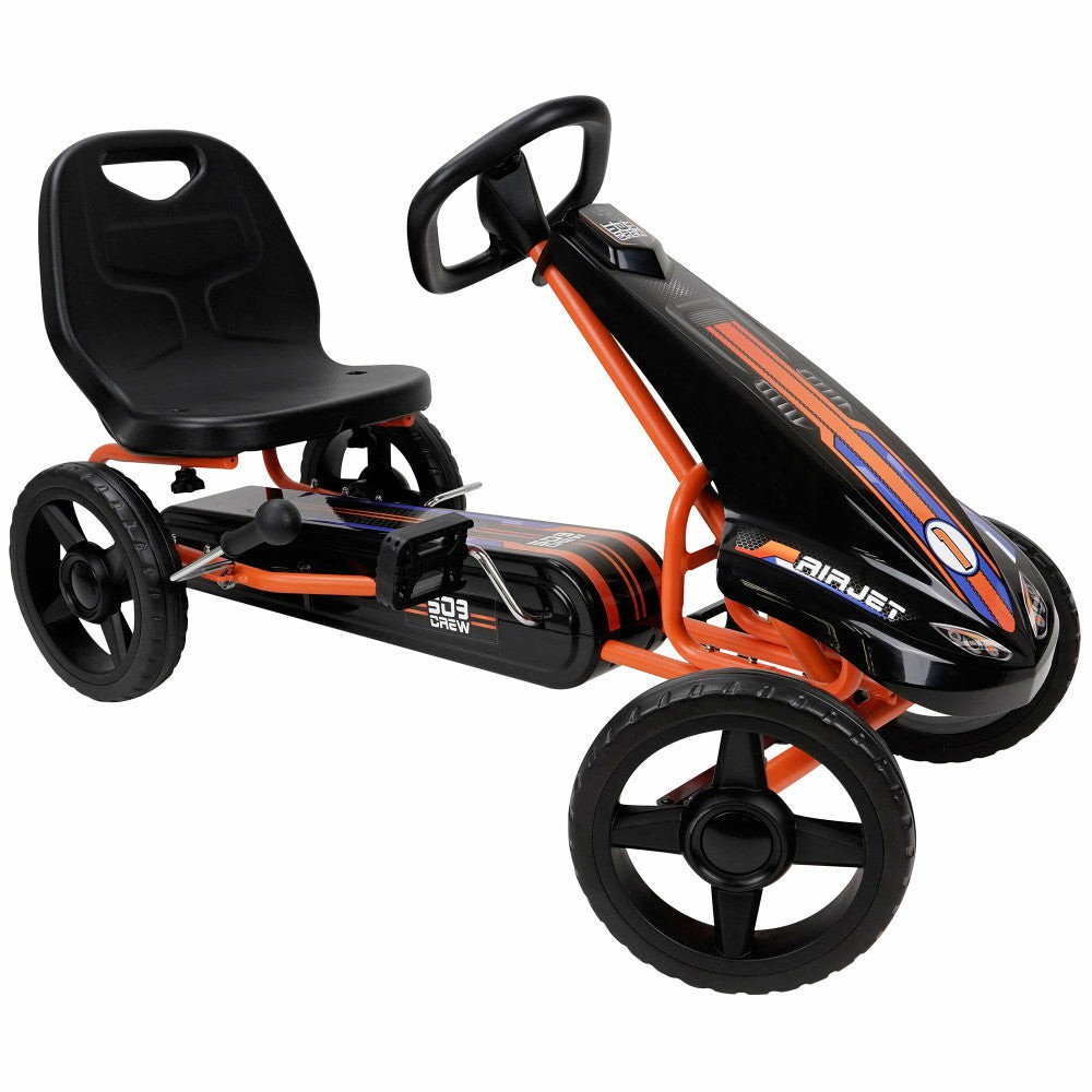 Ride-Ons | Air Jet Pedal Go Kart – Orange – Kids, Sporty Graphics Outdoor Play Ride-Ons