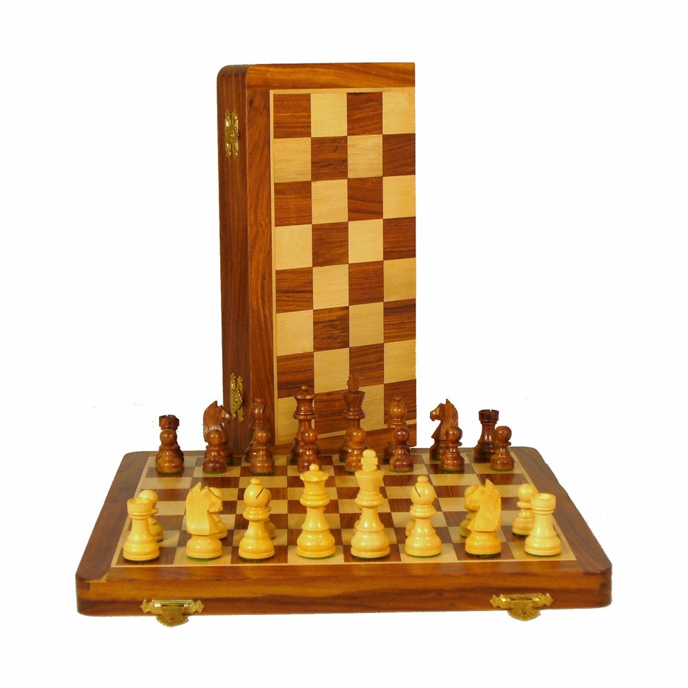 Role-Playing Games | Sheesham & Maple 14-Inch Folding Magnetic Chess Set Games & Puzzles Role-Playing Games