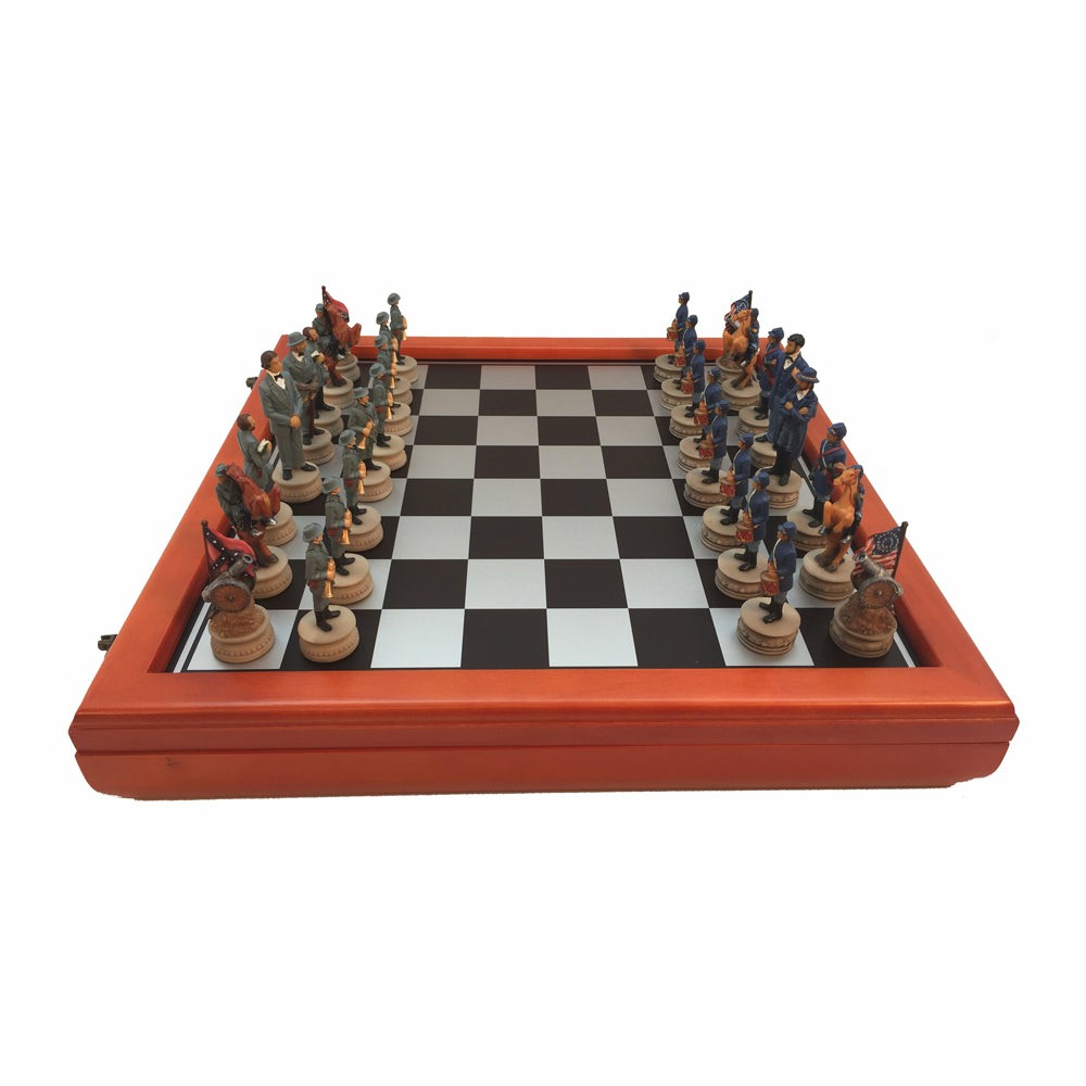 Role-Playing Games | Worldwise Imports Civil War Generals 3.25-Inch Chess Set With Cherry Stained Chest Board Games & Puzzles Role-Playing Games