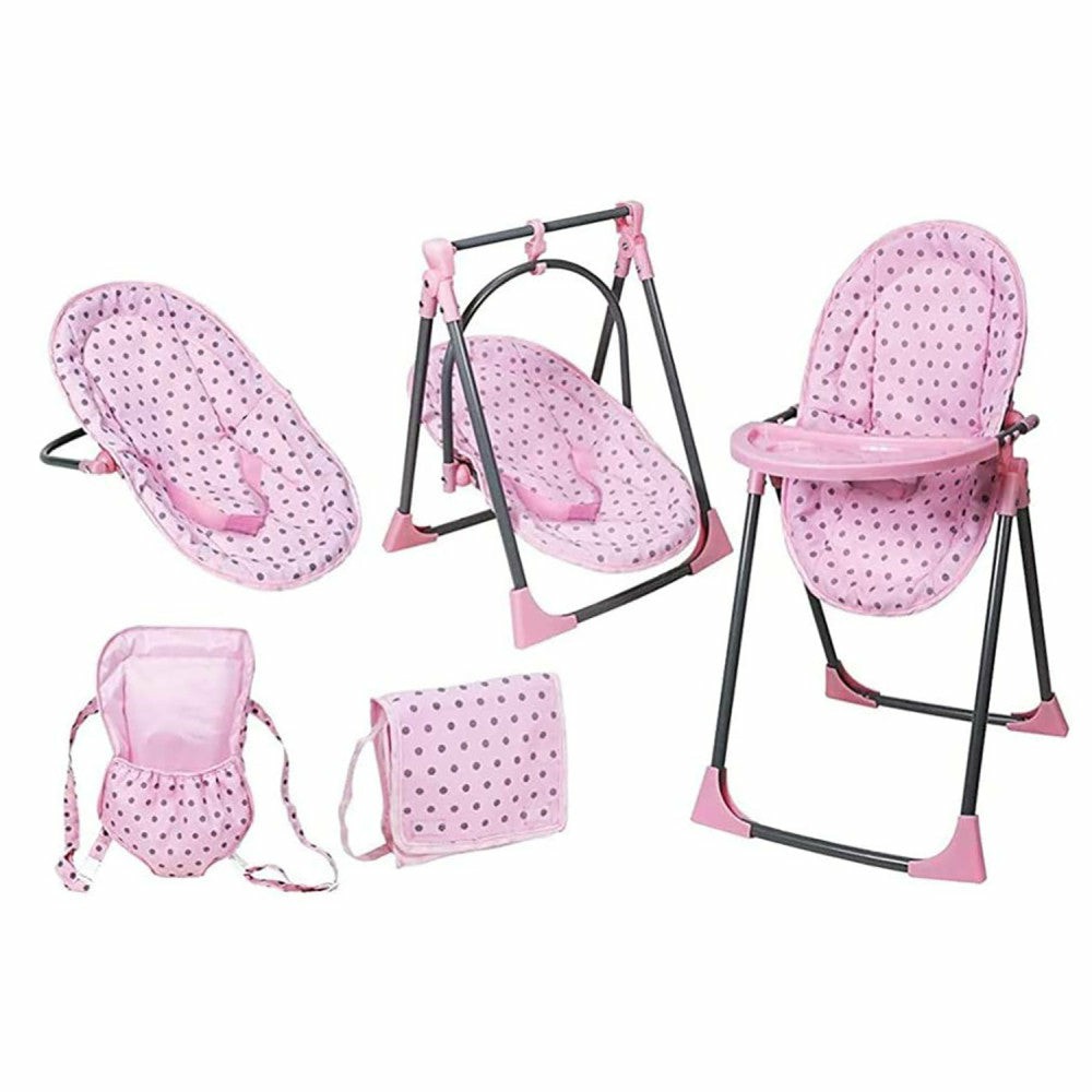 Stuffed Animals & Plush Toys | Lissi Dolls 6-In-1 Convertible Highchair And Play Set For Baby Dolls – Pink Polka-Dot Baby & Toddler Toys Stuffed Animals & Plush Toys