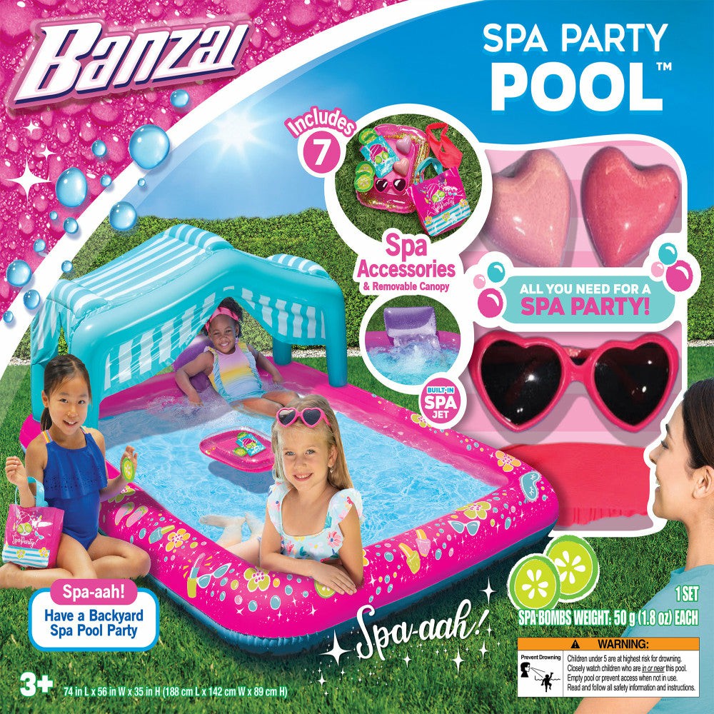 Swimming Pools & Water Toys | Banzai Spa Party Pool – Deluxe Inflatable Backyard Spa With Canopy Outdoor Play Swimming Pools & Water Toys