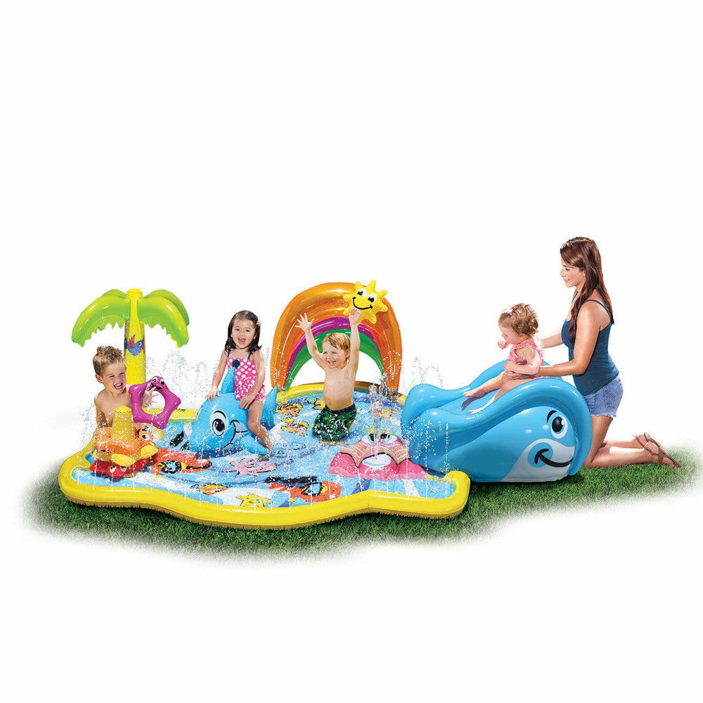 Swimming Pools & Water Toys | Banzai Splish Splash Water Park Jr, Inflatable Junior Water Slide And Play Area Outdoor Play Swimming Pools & Water Toys