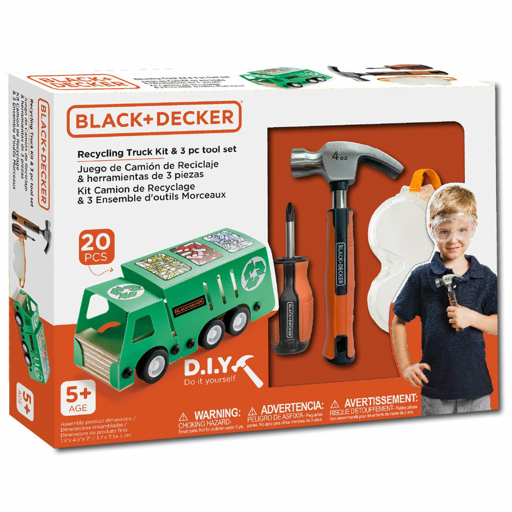 Tools & Workshops | Black And Decker Kids’ Diy Recycling Bus Kit With 3-Piece Toolset Pretend Play & Dress Up Tools & Workshops