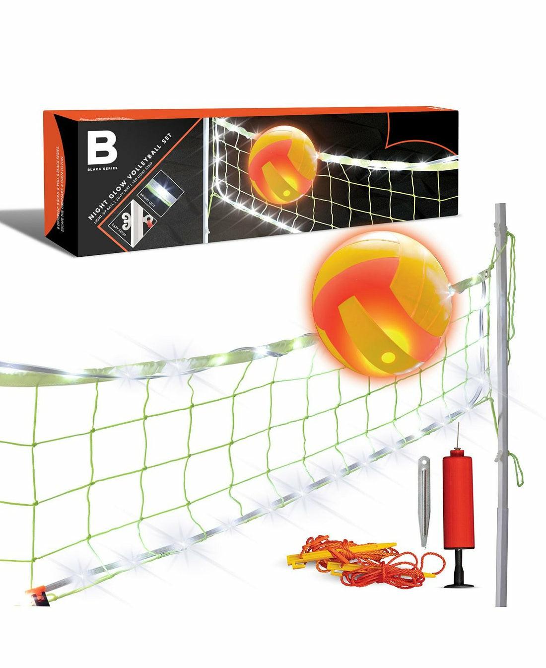 Toy Sports | Black Series Night Glow Led Volleyball And Net Set For Outdoor Play Outdoor Play Toy Sports