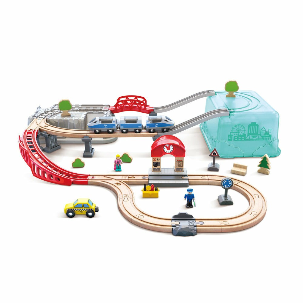 Trains & Train Tables | Hape City Train Wooden Bucket Set – 48 Piece, Ages 3+ Trains & Train Tables Trains & Train Tables