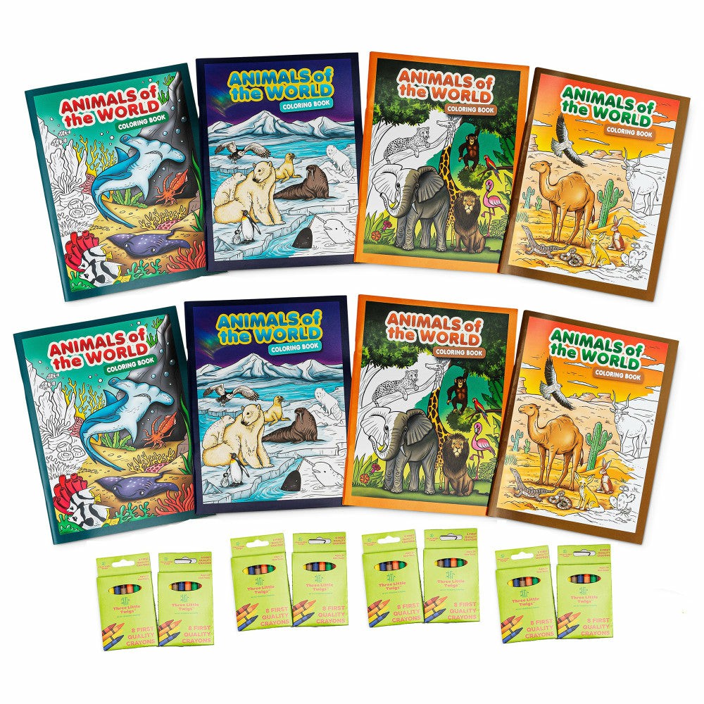 Drawing, Color & Painting | Three Little Twigs Animals Of The World Coloring Book Set – 16Pc Bundle Arts & Crafts Drawing, Color & Painting