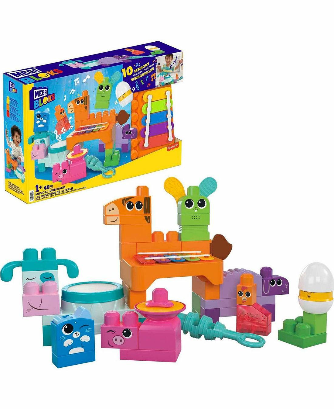 Mega Bloks | Mega Bloks Fisher-Price Musical Farm Band – Sensory Block Set For Toddlers, 45 Pieces Building Blocks & Sets Mega Bloks