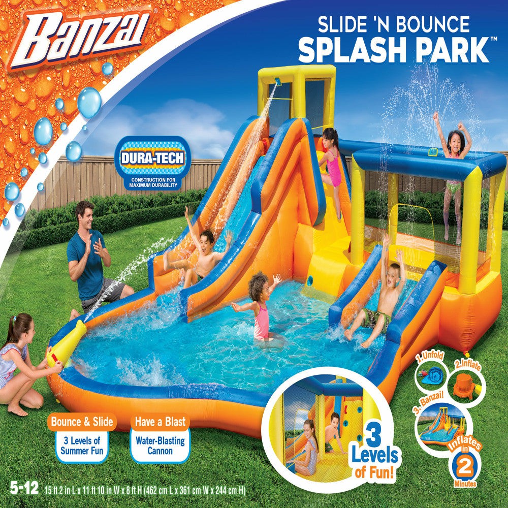 Swimming Pools & Water Toys | Banzai Inflatable Slide ‘N Bounce Splash Park Water Park Outdoor Play Swimming Pools & Water Toys