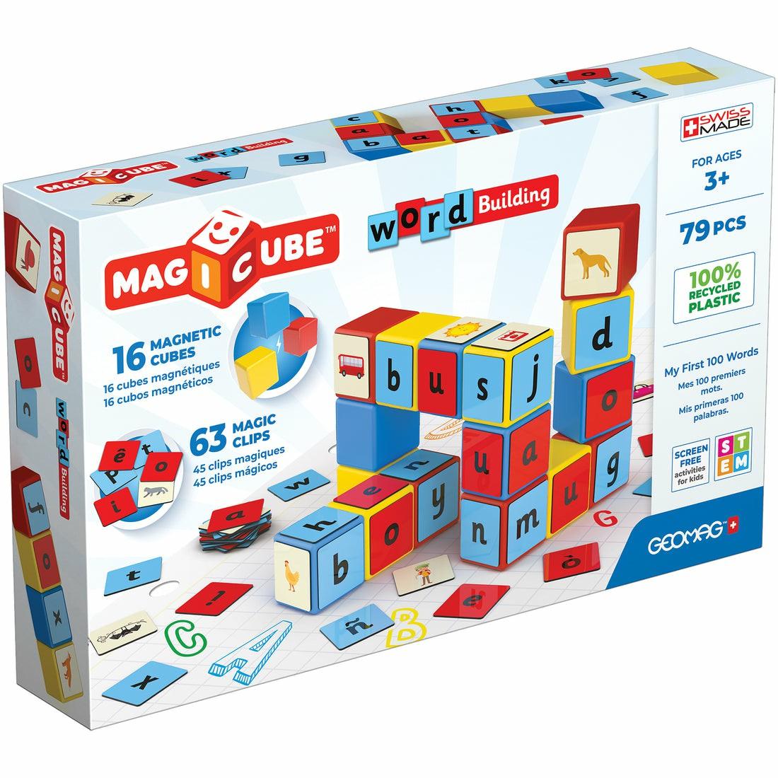 Magnetic Tiles & Building Sets | Geomag Magicube 79-Piece Word Building Set – Recycled Materials Building Blocks & Sets Magnetic Tiles & Building Sets