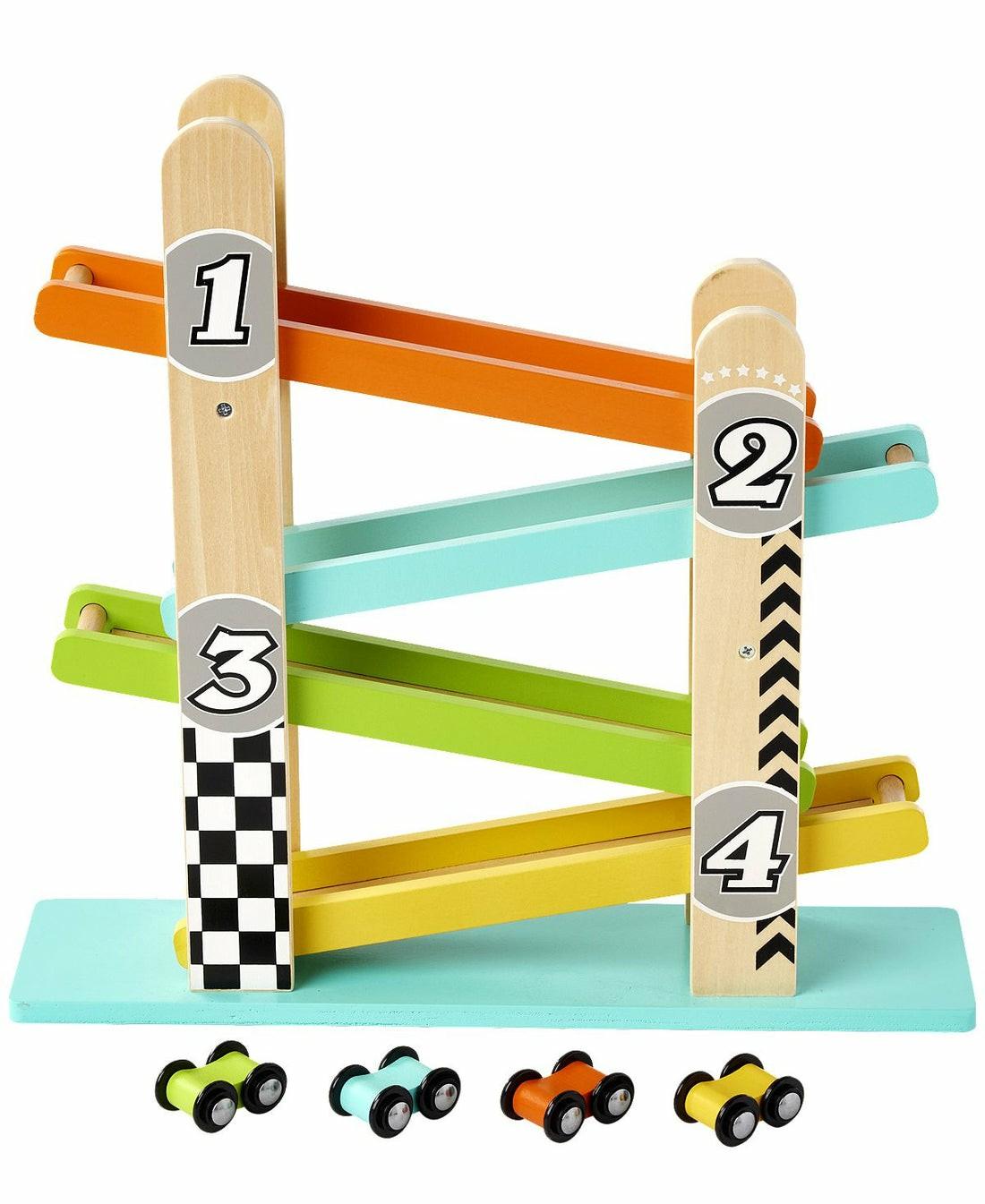 Preschool Education Toys & Activities | Imaginarium Wooden Drop And Go Ramp Racer Playset With 4 Racing Cars Preschool Education Toys & Activities Preschool Education Toys & Activities