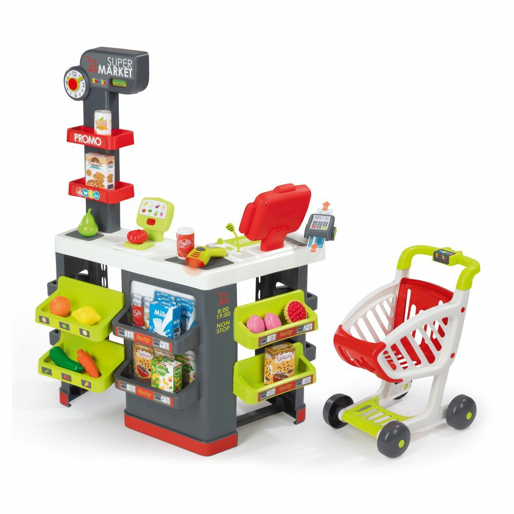 Kitchens & Play Food | Smoby Interactive Supermarket Playset With Functional Cash Register Kitchens & Play Food Kitchens & Play Food