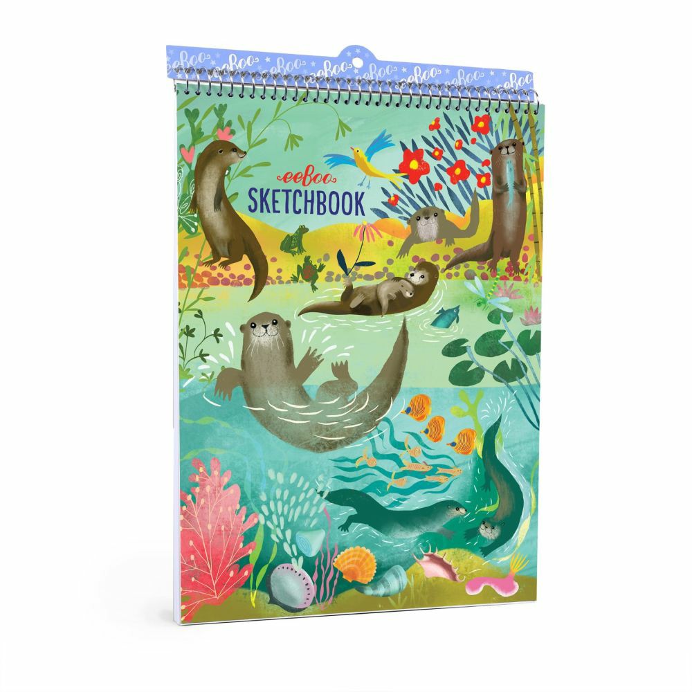 Drawing, Color & Painting | Eeboo Otters Spiral Sketchbook With 60 Matte Pages Arts & Crafts Drawing, Color & Painting