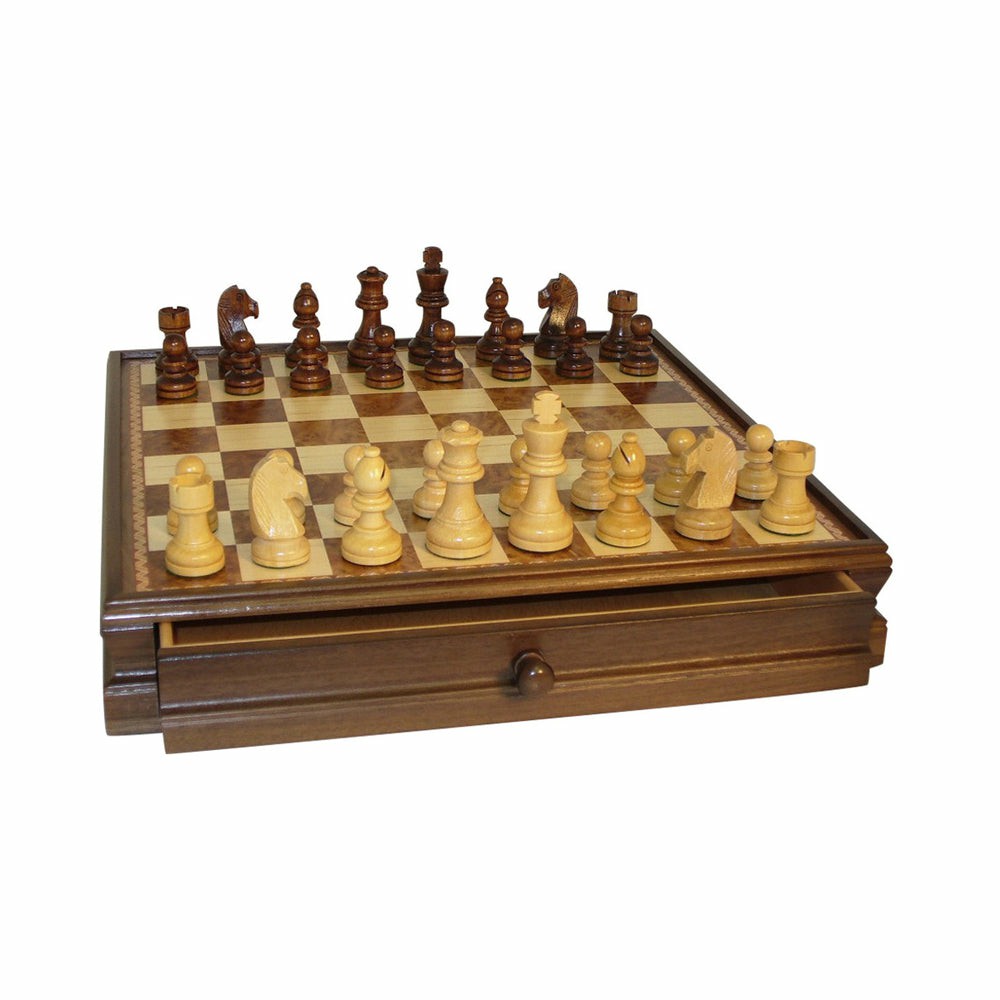 Role-Playing Games | Worldwise Imports 15-Inch Walnut And Maple Chess Set With Storage Drawer Games & Puzzles Role-Playing Games